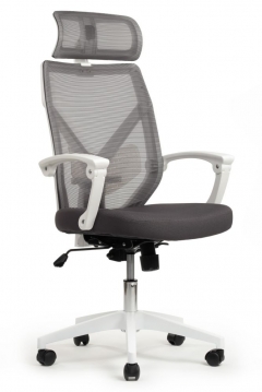 Кресло компьютерное RV DESIGN OLIVER Белый Серая сетка