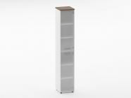 Шкаф 5 узкий закрытый, 2 стеклянные двери Персона Грата Deka 10.23.17Пр Дуб Верцаска/Белый