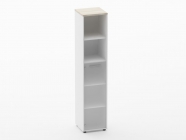 Шкаф 4 узкий 2 полки открытые и 1 стеклянная дверь Персона Грата Deka 10.19.16Л Дуб Сантана светлый/Белый