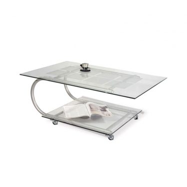 Стол журнальный Мебелик Дуэт 10 Металлик/ прозрачное