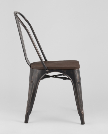 Стул Stool Group Tolix Wood 850 Черная патина с золотом