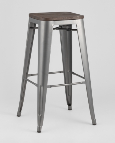 Стул барный Stool Group TOLIX WOOD Серебристый