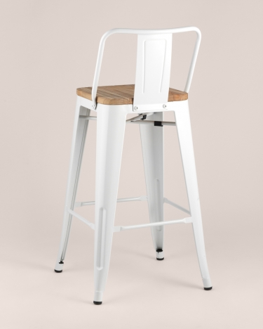 Полубарный стул Stool Group Tolix Wood со спинкой Белый