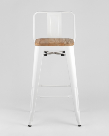 Полубарный стул Stool Group Tolix Wood со спинкой Белый