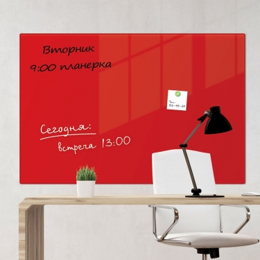 Доска магнитно-маркерная стеклянная BRAUBERG BRAUBERG 60х90 см Красная