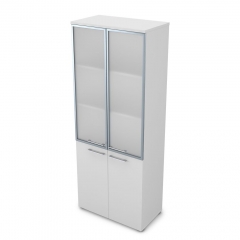 Шкаф высокий со стеклом GLOSS LINE 9НШ.005.19 Белый Премиум