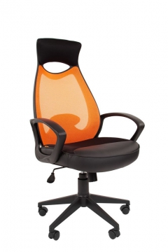 Кресло для руководителя CHAIRMAN 840 black Сетчатый акрил/оранжевый
