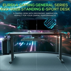Геймерский стол c электрической регулировкой по высоте EUREKA ERK-EGD-S62B Черный с RGB