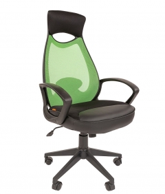 Кресло для руководителя CHAIRMAN 840 black Сетчатый акрил/зеленый