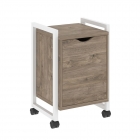 Тумба на колесных опорах с распашным фасадом Рива LOFT VR.L-T2.K Металл белый Тиквуд темный