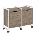 Тумба на колесных опорах наборная. Вариант 2 Рива LOFT VR.L-TN-2.K Металл белый Тиквуд темный