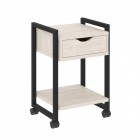 Тумба на колесных опорах с ящиком и полкой Рива LOFT VR.L-T1.K Металл черный Денвер светлый