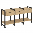 Тумба на колесных опорах наборная. Вариант 4 Рива LOFT VR.L-TN-4.K Металл черный Тиквуд светлый