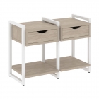 Тумба на регулируемых опорах наборная. Вариант 1 Рива LOFT VR.L-TN-1.O Металл белый Дуб Аттик