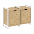 Тумба на регулируемых опорах наборная. Вариант 2 Рива LOFT VR.L-TN-2.O Металл белый Тиквуд светлый