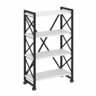 Стеллаж на колесных опорах - 4 полки Рива LOFT VR.L-MST.K-4.8 Металл черный Белый Бриллиант