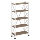 Стеллаж на колесных опорах - 5 полок Рива LOFT VR.L-MST.K-5.8 Металл белый Дуб Аризона