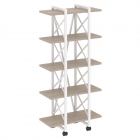 Стеллаж на колесных опорах - 5 полок Рива LOFT VR.L-MST.K-5.4V Металл белый Дуб Аттик