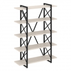 Стеллаж на регулируемых опорах - 5 полок Рива LOFT VR.L-MST.O-5.8V Металл черный Денвер светлый