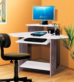 Компактный угловой компьютерный стол СК4 Ясен анкор темный-светлый