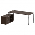 Стол рабочий руководителя с опорной тумбой левый Рива METAL SYSTEM DIRECT БГ.СРТ-5.8 Л Венге Цаво