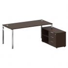 Стол рабочий руководителя с опорной тумбой левый Рива METAL SYSTEM DIRECT БГ.СРТ-5.8 Пр Венге Цаво