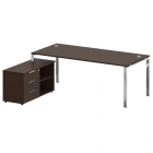 Стол рабочий руководителя с опорной тумбой левый Рива METAL SYSTEM DIRECT БГ.СРТ-6.9 Л Венге Цаво