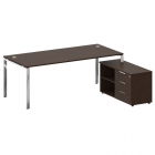 Стол рабочий руководителя с опорной тумбой левый Рива METAL SYSTEM DIRECT БГ.СРТ-6.9 Пр Венге Цаво