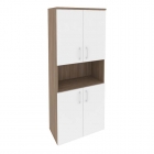 Шкаф высокий широкий 4 низких фасада ЛДСП Рива ONIX O.ST-1.5 Дуб Аризона/Белый