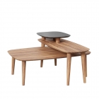 Комплект журнальных столов Любимый дом Тип 4 высокий и низкий Орех фактурный Мрамор чёрный