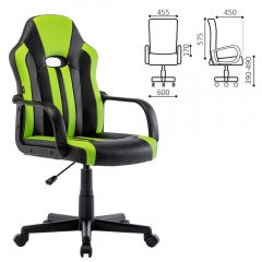 Кресло компьютерное BRABIX Stripe GM-202 экокожа Черный-зеленый