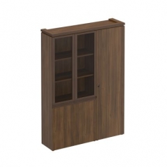 Шкаф комбинированный со стеклом + для одежды узкий MARK МК 358 Орех тоскана