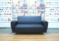 Диван офисный двойной Gruppo 396 Клерк 11 черный Ecotex 3001