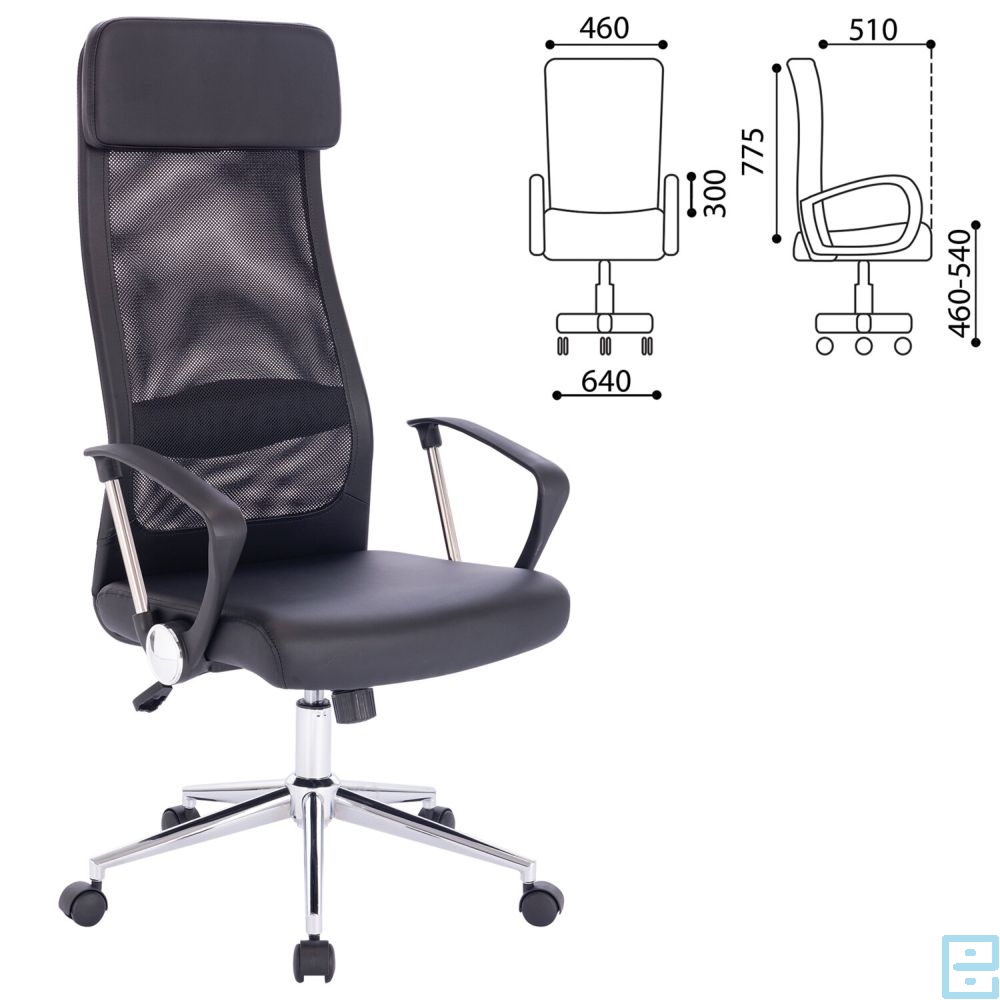 Кресло офисное brabix pilot ex 610 ch premium хром ткань сетка черное 532417