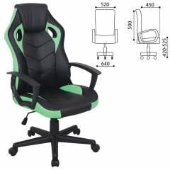 Кресло компьютерное BRABIX Fighter GM-008 экокожа Черное/зеленое