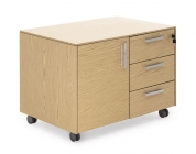 Тумба 3 ящика, 1 дверь Profoffice EXE 101 502 OAK 07 Дуб светлый Хром