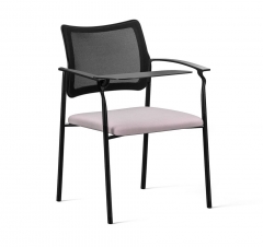 Кресло на черных опорах, со столом Pinko Mesh 4legs black Jade 9502 Arms+WT Серый Черный