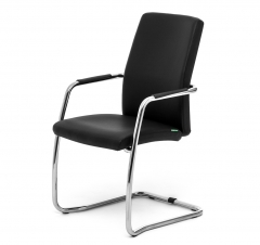 Кресло на полозьях WELL_SEAT slide Ecotex 3001 black Черный Хром