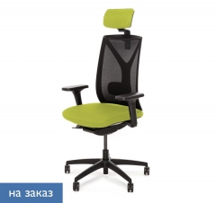 Кресло с подголовником DION Mesh Bl 870 1D black Kiton 08 headrest Зеленый Черный