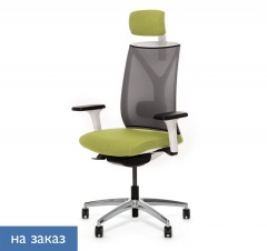 Кресло с подголовником DION W Mesh Gr 870 1DW alum Kiton 08 headrest Зеленый Белый Хром