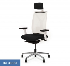 Кресло с подголовником DION W Mesh W 870 1DW alum SLW 50 headrest Черный Белый Хром