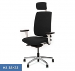 Кресло с подголовником Profoffice DION W 870 1DW alum SLW 50 headrest Черный Белый Хром