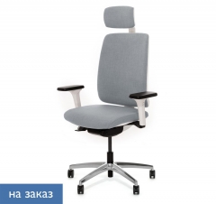 Кресло с подголовником DION W 870 1DW alum Jade9502 headrest Серый Белый Хром