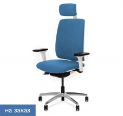 Кресло с подголовником DION W 870 1DW alum Jade9502 headrest Голубой Белый Хром