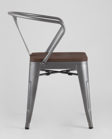 Стул Stool Group TOLIX ARM WOOD с подлокотниками Серебристый
