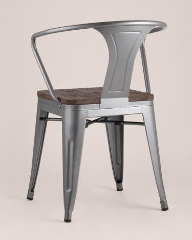 Стул Stool Group TOLIX ARM WOOD с подлокотниками Серебристый