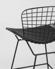 Стул полубарный с низкой спинкой Stool Group Bertoia Черный с черной подушкой