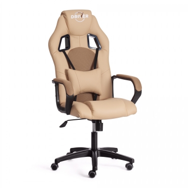 Кресло Tetchair DRIVER 22 кож/зам/ткань, бежевый/бронза, 36-34/TW-21