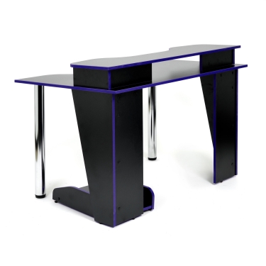 Стол компьютерный Strike-1 120 NEO black/blue, черный/синяя кромка