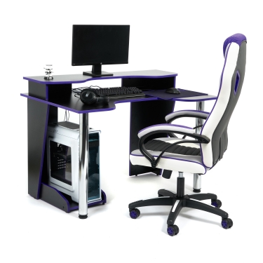 Стол компьютерный Strike-1 120 NEO black/blue, черный/синяя кромка